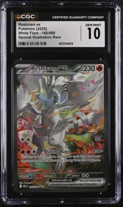 RESHIRAM EX White Flare Special Illustration Rare #166 CGC 10 Pokemon - Image 1