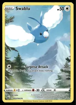 ✅Pokemon Swablu GG27/GG70 Crown Zenith: Galarian Gallery Rare Holo ✅ NM ✅ B2BV ✅ - Image 1