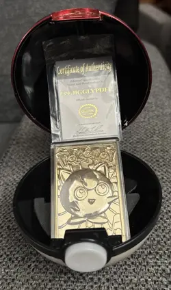 1999 23K Gold Plated JIGGLYPUFF Trading Card Burger King Pokemon Ball - Image 1
