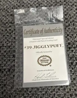 1999 23K Gold Plated JIGGLYPUFF Trading Card Burger King Pokemon Ball - Image 2