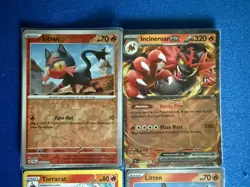 Incineroar EX Temporal Forces + Torracat + Litten (x2/1 RevHolo) 4-card lot PWE - Image 3