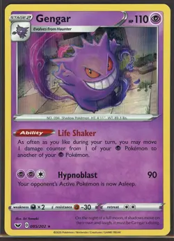 Gengar 085/202 Sword & Shield Holo Rare Pokemon Card Lightly Played - Image 1