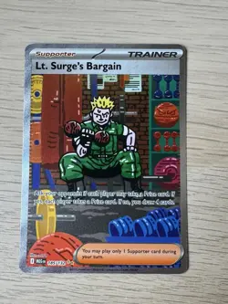 Lt. Surge's Bargain SIR 185/132 Mega Evolution Secret Rare Pokemon Card - Image 1