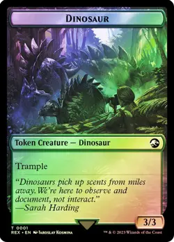 Dinosaur 0001 Treasure Token 0002 FOIL Double-sided REX MTG Jurassic NM - Image 1