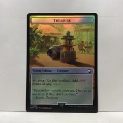 MTG Treasure/ Dinosaur Token Magic: The Gathering Jurassic World Foil #0002/0009 - Image 1