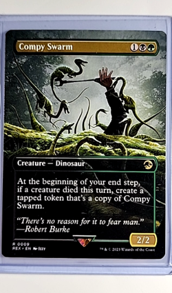 2023 MTG Magic The Gathering Jurassic Park World Borderless #9 Compy Swarm - Image 1