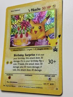 Pokemon Holo Birthday Pikachu Celebrations Collection #24 - Image 3