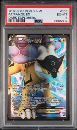2012 POKEMON B&W DARK EXPLORERS #105 FULL ART/RAIKOU EX PSA 6 - Image 1