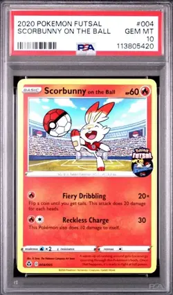 Pokemon Scorbunny On The Ball 004/005 Fustal Promo (UK Exclusive) PSA 10 GEM! - Image 1