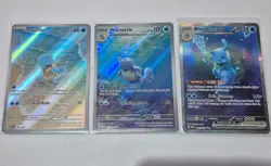 Pokemon 151 Squirtle, Wartortle & Blastoise Illustration Rares Full Evolution! - Image 1