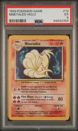 1999 POKEMON BASE SET UNLIMITED #12 NINETALES-HOLO PSA 5 - Image 1