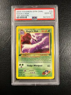 Pokemon Gym Challenge #26 Koga's Muk Gem Mint 1st Edition PSA 10 Rare - Image 1