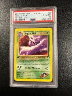 Pokemon Gym Challenge #26 Koga's Muk Gem Mint 1st Edition PSA 10 Rare - Image 2
