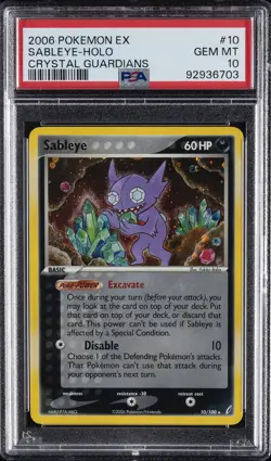 2006 POKEMON EX CRYSTAL GUARDIANS #10 SABLEYE-HOLO PSA 10 - Image 1