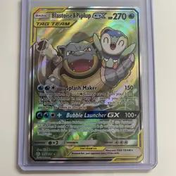 Blastoise & Piplup GX Alternate Art 215/236 Cosmic Eclipse Pokemon TCG NM - Image 1