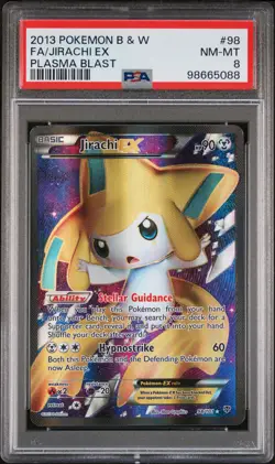 2013 POKEMON B&W PLASMA BLAST #98 FULL ART/JIRACHI EX PSA 8 - Image 1