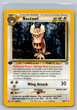 Noctowl 42/111 1st Edition Uncommon Non-Holo Neo Genesis Pokemon Card NM - Image 1