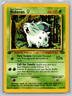Nidoran Female 1st Edition 57/64 Jungle Common Pokemon Vintage Card WOTC NM 1999 - Image 1