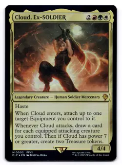 Cloud, Ex-SOLDIER NM Commander: Final Fantasy 0002 MTG Foil - Image 1