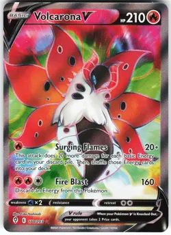 Volcarona V (Full Art) 170/203 Pokemon SWSH07: Evolving Skies Holo Ultra Rare NM - Image 1
