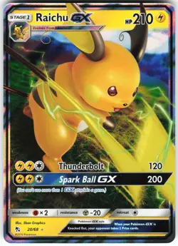 Raichu GX 20/68 Pokemon Hidden Fates Holo Ultra Rare NM - Image 1