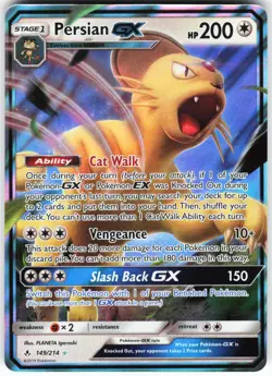 Persian GX 149/214 Pokemon SM - Unbroken Bonds Holo Ultra Rare NM - Image 1