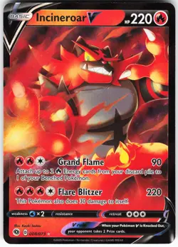 Incineroar V 08/73 Pokemon Champion's Path Holo Ultra Rare NM - Image 1