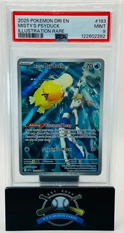 Misty's Psyduck 193/182 Illustration Rare Pokemon Destined Rivals PSA 9 English - Image 1