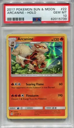 Very Low POP - 2017 Pokemon Sun & Moon Arcanine Holo 22 PSA 10 - Image 1