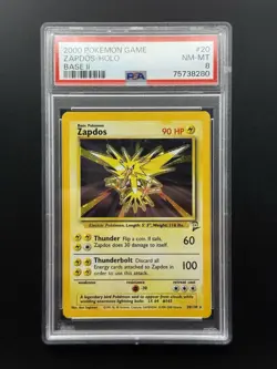 Zapdos 020/130 Base Set 2 Holo Rare Pokemon TCG - PSA 8 NM-Mint - Image 1