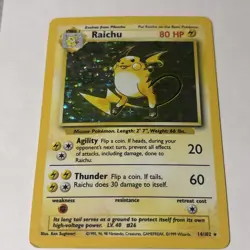 Pokemon TCG Raichu Base Set Holo Rare Card 14/102 Vintage - Image 1