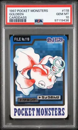 1997 Bandai Carddass #118 GOLDEEN PSA 10 - Japanese Pokemon Card - Image 1