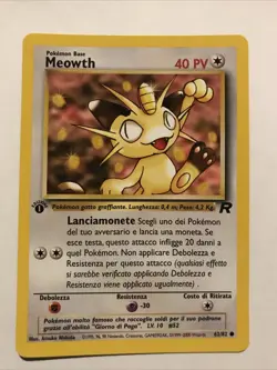 Meowth Italian 1st Edition Pokemon Team Rocket Card 62/82 2000 - Image 1