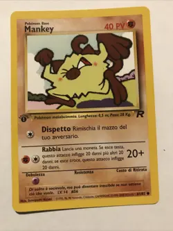 Italian Mankey 1st Edition Team Rocket 61/82 Pokemon Card - Image 1