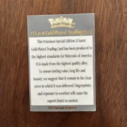 Pokemon Pikachu Certificate For 23K Gold Burger King Card (certificate only) - Image 2