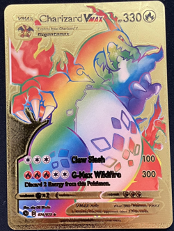 Charizard Vmax Rainbow Gold Foil Textured Display Card - Image 1