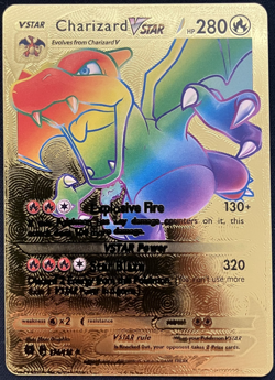 Charizard Vstar Rainbow Gold Foil Textured Display Card - Image 1