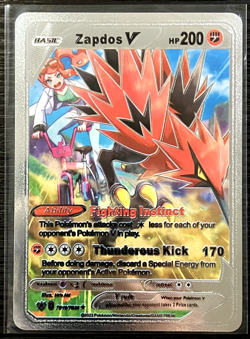 Zapdos V Basic Silver Foil Fan Art Vinyl Collector Pokemon Card Costumed - Image 1