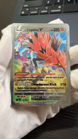 Zapdos V Basic Silver Foil Fan Art Vinyl Collector Pokemon Card Costumed - Image 2