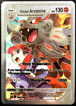 Arcanine Stage 1 PH 130 Silver Foil Fan Art Vinyl Collector Pokemon Card Costume - Image 1