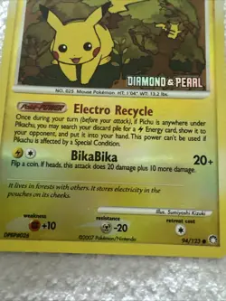 Pokemon 2007 Pikachu Reverse Holo Card D&P Mysterious Treasures 94/123Q1048 - Image 3