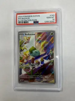 2024 Pokemon SCR EN Bulbasaur Illustration Rare #143 PSA 10 - Image 1