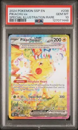 2024 POKEMON SSP EN-SURGING SPARKS SPECIAL ILLUSTRATION RARE PIKACHU EX PSA 10 - Image 1