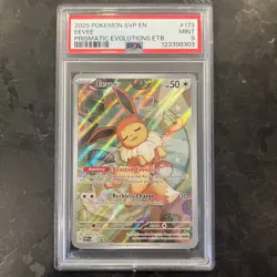 Pokemon Eevee Prismatic Evolutions ETB Illustration Rare Promo SVP EN 173 PSA 9 - Image 1