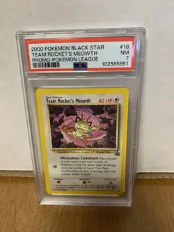 Team Rocket's Meowth #18 Pokemon Black Star Promo Rare - WoTC -PSA 7 - Image 1