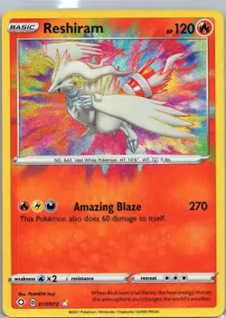 Pokemon TCG Reshiram 17/72 Shining Fates Holo NM - Image 1