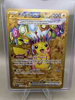 Pokemon TCG Pikachu EX Surging Sparks Holo Hyper Rare Gold 247/191 English NM - Image 1