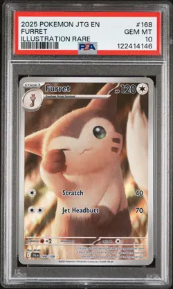 2025 POKEMON JTG EN-JOURNEY TOGETHER ILLUSTRATION RARE #168 FURRET PSA 10 - Image 1