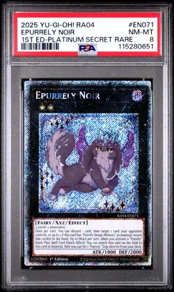 2025 YU-GI-OH! RA04-QUARTER CENTURY STAMPEDE #EN071 EPURRELY NOIR PSA 8 - Image 1