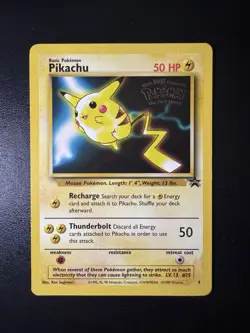 1999 POKEMON BLACK STAR PROMO KIDS WB MOVIE PIKACHU CARD # 4 VLP - Image 1